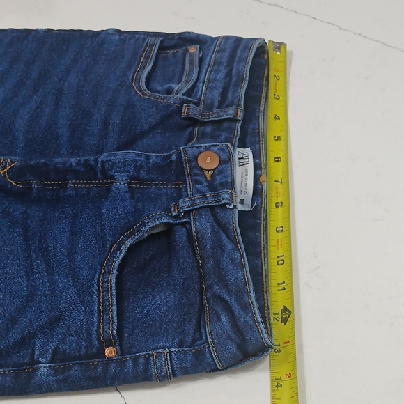 Zara Blue Flare Wide Leg Jeans Sz 28 Gentle Used - Picture 4 of 9